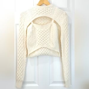 Rosie Assoulin Thousand-In-One-Ways wool-cotton sweater in ivory Quiet Lux S
